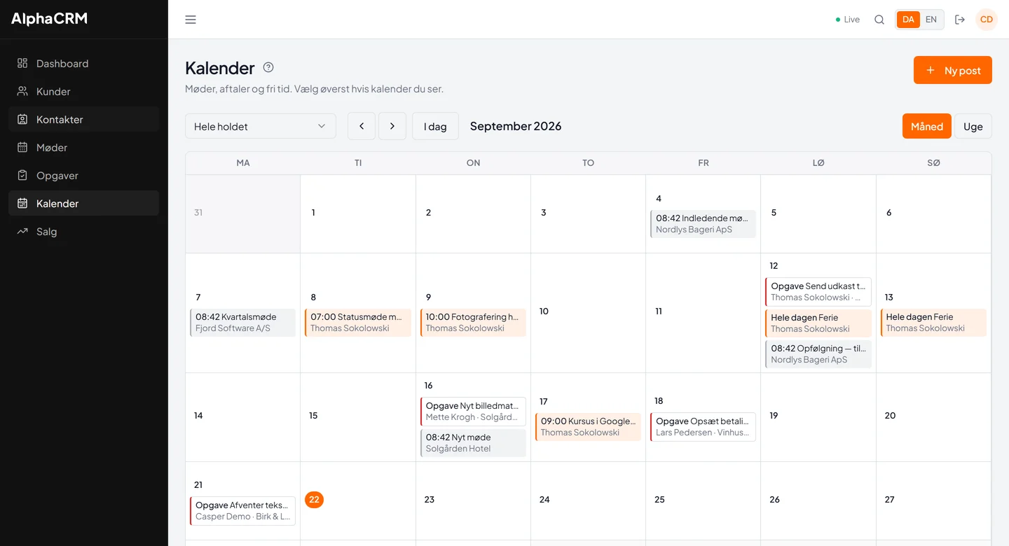 AlphaCRM: Kalender